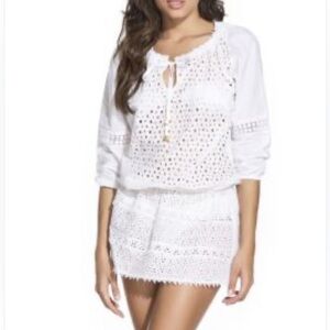 OndadeMar Swimwear dress Cotton Eyelet Tunic white cover up beach